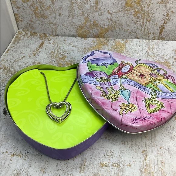 Brighton Rhinestone Sliding Heart Necklace with tin - Picture 2 of 7